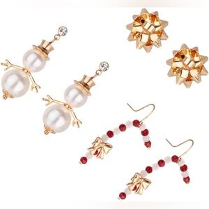 3 Pairs Christmas Gifts Trendy Earrings Santa Earrings Snowflake Earring‎